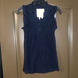 Chic Navy Ruffle Blouse